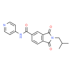 ChemSpider 2D Image | 2-Isobutyl-1,3-dioxo-N-(4-pyridinyl)-5-isoindolinecarboxamide | C18H17N3O3