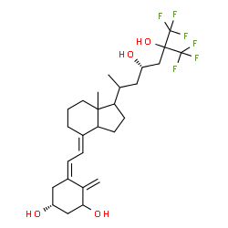 ChemSpider 2D Image | (3R,5Z,7E,23S)-26,26,26,27,27,27-Hexafluoro-9,10-secocholesta-5,7,10-triene-1,3,23,25-tetrol | C27H38F6O4