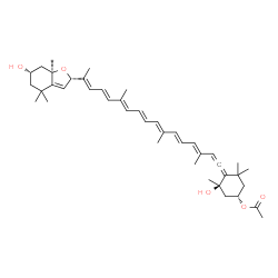 ChemSpider 2D Image | (3S,3'S,5R,5'R,8S,9cis)-3,5'-Dihydroxy-6,7'-didehydro-5,5',6,8-tetrahydro-5,8-epoxy-beta,beta-caroten-3'-yl acetate | C42H58O5