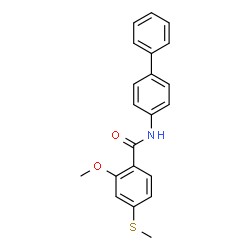 ChemSpider 2D Image | N-(4-Biphenylyl)-2-methoxy-4-(methylsulfanyl)benzamide | C21H19NO2S