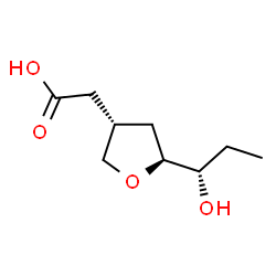 ChemSpider 2D Image | {(3S,5S)-5-[(1S)-1-Hydroxypropyl]tetrahydro-3-furanyl}acetic acid | C9H16O4