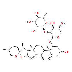 ChemSpider 2D Image | (1beta,3beta,22S,25S)-3-Hydroxyspirost-5-en-1-yl 2-O-(6-deoxy-alpha-L-mannopyranosyl)-beta-D-xylopyranoside | C38H60O12