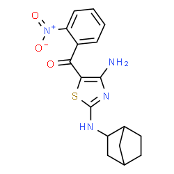 ChemSpider 2D Image | [4-Amino-2-(bicyclo[2.2.1]hept-2-ylamino)-1,3-thiazol-5-yl](2-nitrophenyl)methanone | C17H18N4O3S