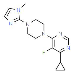 ChemSpider 2D Image | 4-Cyclopropyl-5-fluoro-6-[4-(1-methyl-1H-imidazol-2-yl)-1-piperazinyl]pyrimidine | C15H19FN6
