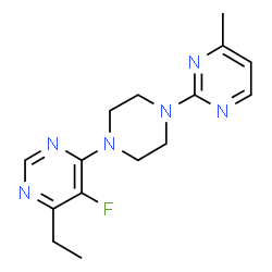 ChemSpider 2D Image | 4-Ethyl-5-fluoro-6-[4-(4-methyl-2-pyrimidinyl)-1-piperazinyl]pyrimidine | C15H19FN6