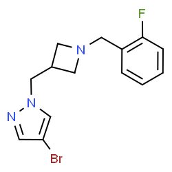ChemSpider 2D Image | 4-Bromo-1-{[1-(2-fluorobenzyl)-3-azetidinyl]methyl}-1H-pyrazole | C14H15BrFN3