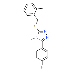 ChemSpider 2D Image | 3-(4-Fluorophenyl)-4-methyl-5-[(2-methylbenzyl)sulfanyl]-4H-1,2,4-triazole | C17H16FN3S