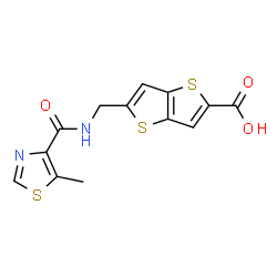 ChemSpider 2D Image | 5-({[(5-Methyl-1,3-thiazol-4-yl)carbonyl]amino}methyl)thieno[3,2-b]thiophene-2-carboxylic acid | C13H10N2O3S3