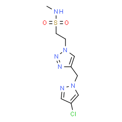 ChemSpider 2D Image | 2-{4-[(4-Chloro-1H-pyrazol-1-yl)methyl]-1H-1,2,3-triazol-1-yl}-N-methylethanesulfonamide | C9H13ClN6O2S