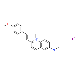 ChemSpider 2D Image | 6-(Dimethylamino)-2-[(E)-2-(4-methoxyphenyl)vinyl]-1-methylquinolinium iodide | C21H23IN2O