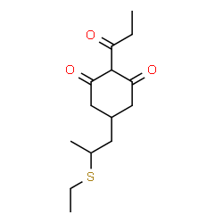 ChemSpider 2D Image | 5-[2-(Ethylsulfanyl)propyl]-2-propionyl-1,3-cyclohexanedione | C14H22O3S
