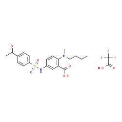 ChemSpider 2D Image | 5-{[(4-Acetylphenyl)sulfonyl]amino}-2-[butyl(methyl)amino]benzoic acid trifluoroacetate (1:1) | C22H25F3N2O7S
