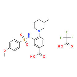 ChemSpider 2D Image | 3-{[(4-Methoxyphenyl)sulfonyl]amino}-4-(3-methyl-1-piperidinyl)benzoic acid trifluoroacetate (1:1) | C22H25F3N2O7S