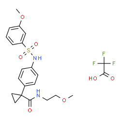 ChemSpider 2D Image | N-(2-Methoxyethyl)-1-(4-{[(3-methoxyphenyl)sulfonyl]amino}phenyl)cyclopropanecarboxamide trifluoroacetate (1:1) | C22H25F3N2O7S