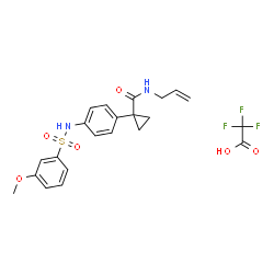 ChemSpider 2D Image | N-Allyl-1-(4-{[(3-methoxyphenyl)sulfonyl]amino}phenyl)cyclopropanecarboxamide trifluoroacetate (1:1) | C22H23F3N2O6S