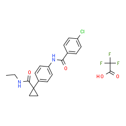 ChemSpider 2D Image | 4-Chloro-N-{4-[1-(ethylcarbamoyl)cyclopropyl]phenyl}benzamide trifluoroacetate (1:1) | C21H20ClF3N2O4