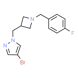 ChemSpider 2D Image | 4-Bromo-1-{[1-(4-fluorobenzyl)-3-azetidinyl]methyl}-1H-pyrazole | C14H15BrFN3