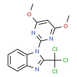 ChemSpider 2D Image | 1-(4,6-Dimethoxy-2-pyrimidinyl)-2-(trichloromethyl)-1H-benzimidazole | C14H11Cl3N4O2