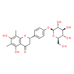 ChemSpider 2D Image | 4-[(2S)-5,7-Dihydroxy-6,8-dimethyl-4-oxo-3,4-dihydro-2H-chromen-2-yl]phenyl beta-D-glucopyranoside | C23H26O10