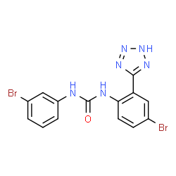 ChemSpider 2D Image | 1-(3-Bromophenyl)-3-[4-bromo-2-(2H-tetrazol-5-yl)phenyl]urea | C14H10Br2N6O