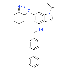ChemSpider 2D Image | N~6~-[(1R,2R)-2-Aminocyclohexyl]-N~4~-(4-biphenylylmethyl)-1-isopropyl-1H-benzimidazole-4,6-diamine | C29H35N5