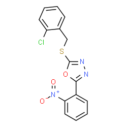 ChemSpider 2D Image | 2-[(2-Chlorobenzyl)sulfanyl]-5-(2-nitrophenyl)-1,3,4-oxadiazole | C15H10ClN3O3S