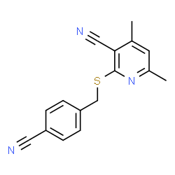 ChemSpider 2D Image | 2-[(4-Cyanobenzyl)sulfanyl]-4,6-dimethylnicotinonitrile | C16H13N3S