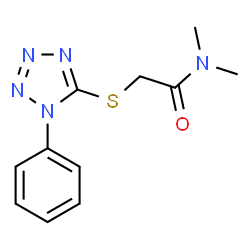 ChemSpider 2D Image | N,N-Dimethyl-2-[(1-phenyl-1H-tetrazol-5-yl)sulfanyl]acetamide | C11H13N5OS