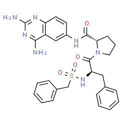 ChemSpider 2D Image | N-(Benzylsulfonyl)-D-phenylalanyl-N-(2,4-diamino-6-quinazolinyl)-L-prolinamide | C29H31N7O4S