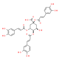 ChemSpider 2D Image | (1S,3R,4R,5R)-1,3,4-Tris{[(2E)-3-(3,4-dihydroxyphenyl)-2-propenoyl]oxy}-5-hydroxycyclohexanecarboxylic acid | C34H30O15