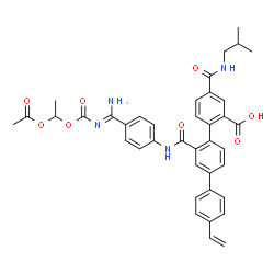 ChemSpider 2D Image | 2'-[(4-{N'-[(1-Acetoxyethoxy)carbonyl]carbamimidoyl}phenyl)carbamoyl]-4-(isobutylcarbamoyl)-4''-vinyl-1,1':4',1''-terphenyl-2-carboxylic acid | C39H38N4O8