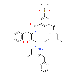 ChemSpider 2D Image | N'-{4-[1-Butyl-2-(phenylacetyl)hydrazino]-3-hydroxy-1-phenyl-2-butanyl}-5-(dimethylsulfamoyl)-N,N-dipropylisophthalamide | C38H53N5O6S