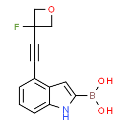 ChemSpider 2D Image | {4-[(3-Fluoro-3-oxetanyl)ethynyl]-1H-indol-2-yl}boronic acid | C13H11BFNO3