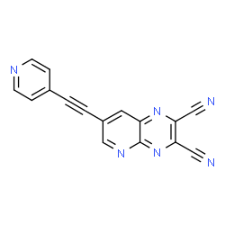 ChemSpider 2D Image | 7-(4-Pyridinylethynyl)pyrido[2,3-b]pyrazine-2,3-dicarbonitrile | C16H6N6