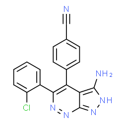 ChemSpider 2D Image | 4-[3-Amino-5-(2-chlorophenyl)-2H-pyrazolo[3,4-c]pyridazin-4-yl]benzonitrile | C18H11ClN6
