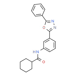 ChemSpider 2D Image | N-[3-(5-Phenyl-1,3,4-oxadiazol-2-yl)phenyl]cyclohexanecarboxamide | C21H21N3O2