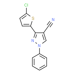 ChemSpider 2D Image | 3-(5-Chloro-2-thienyl)-1-phenyl-1H-pyrazole-4-carbonitrile | C14H8ClN3S