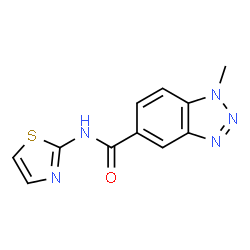 ChemSpider 2D Image | 1-Methyl-N-(1,3-thiazol-2-yl)-1H-benzotriazole-5-carboxamide | C11H9N5OS