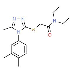 ChemSpider 2D Image | 2-{[4-(3,4-Dimethylphenyl)-5-methyl-4H-1,2,4-triazol-3-yl]sulfanyl}-N,N-diethylacetamide | C17H24N4OS