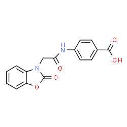ChemSpider 2D Image | 4-{[(2-Oxo-1,3-benzoxazol-3(2H)-yl)acetyl]amino}benzoic acid | C16H12N2O5