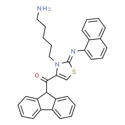 ChemSpider 2D Image | [(2Z)-3-(5-Aminopentyl)-2-(1-naphthylimino)-2,3-dihydro-1,3-thiazol-4-yl](9H-fluoren-9-yl)methanone | C32H29N3OS
