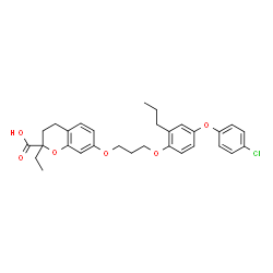 ChemSpider 2D Image | 7-{3-[4-(4-Chlorophenoxy)-2-propylphenoxy]propoxy}-2-ethyl-2-chromanecarboxylic acid | C30H33ClO6