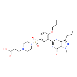 ChemSpider 2D Image | 3-(4-{[3-(1-Methyl-7-oxo-3-propyl-4,7-dihydro-1H-pyrazolo[4,3-d]pyrimidin-5-yl)-4-propoxyphenyl]sulfonyl}-1-piperazinyl)propanoic acid | C25H34N6O6S
