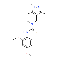 ChemSpider 2D Image | 3-(2,4-Dimethoxyphenyl)-1-methyl-1-[(1,3,5-trimethyl-1H-pyrazol-4-yl)methyl]thiourea | C17H24N4O2S