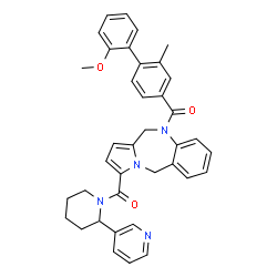 ChemSpider 2D Image | (2'-Methoxy-2-methyl-4-biphenylyl)[3-{[2-(3-pyridinyl)-1-piperidinyl]carbonyl}-5H-pyrrolo[2,1-c][1,4]benzodiazepin-10(11H)-yl]methanone | C38H36N4O3