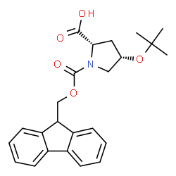 ChemSpider 2D Image | (4S)-1-[(9H-Fluoren-9-ylmethoxy)carbonyl]-4-[(2-methyl-2-propanyl)oxy]-L-proline | C24H27NO5