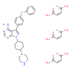 ChemSpider 2D Image | 5-(4-Phenoxyphenyl)-7-[4-(1-piperazinyl)cyclohexyl]-7H-pyrrolo[2,3-d]pyrimidin-4-amine (2Z)-2-butenedioate (1:3) | C40H44N6O13