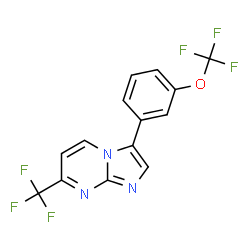 ChemSpider 2D Image | 3-[3-(Trifluoromethoxy)phenyl]-7-(trifluoromethyl)imidazo[1,2-a]pyrimidine | C14H7F6N3O