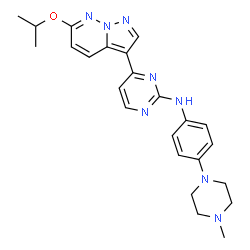 ChemSpider 2D Image | 4-(6-Isopropoxypyrazolo[1,5-b]pyridazin-3-yl)-N-[4-(4-methyl-1-piperazinyl)phenyl]-2-pyrimidinamine | C24H28N8O