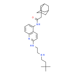 ChemSpider 2D Image | 2-(Adamantan-1-yl)-N-[2-({2-[(3,3-dimethylbutyl)amino]ethyl}amino)-5-quinolinyl]acetamide | C29H42N4O